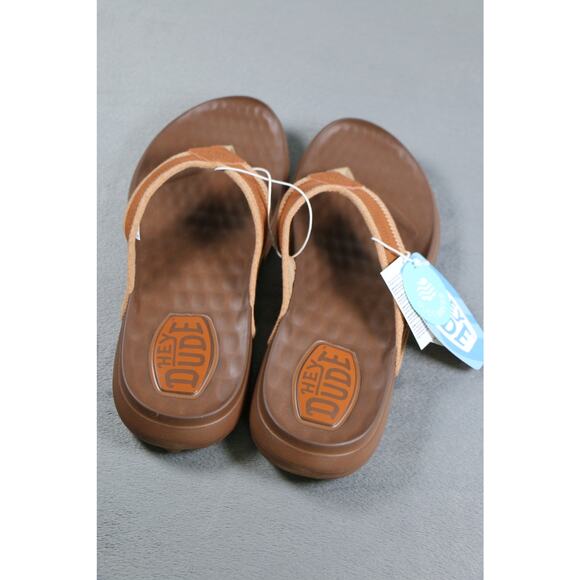 Hey Dude Mens Size 12 Brown Flip Flop Sandals Comfort Foam DUDEWAVES Beach NWT main image 5